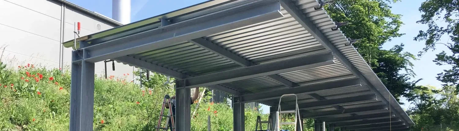 Adani Constructions Métalliques Sàrl - Couvert depot acier zingue au feu tole nervuree construction metallique Adani
