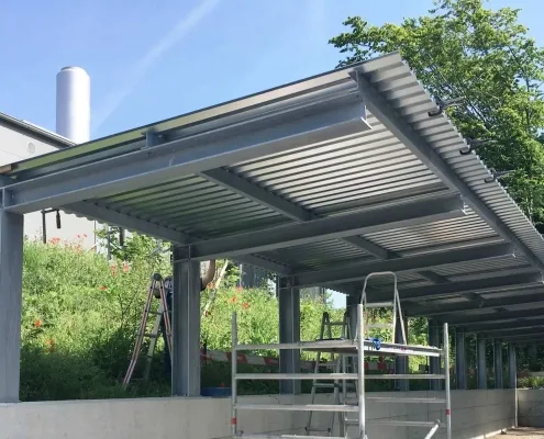 Adani Constructions Métalliques Sàrl - Couvert depot acier zingue au feu tole nervuree construction metallique Adani
